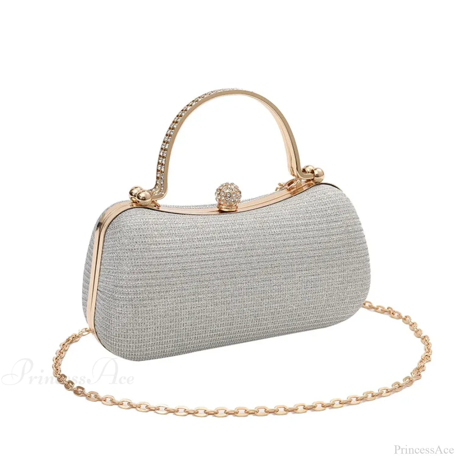 Shiny Heart Shape Evening Clutch Chain Shoulder Bag - Image 4