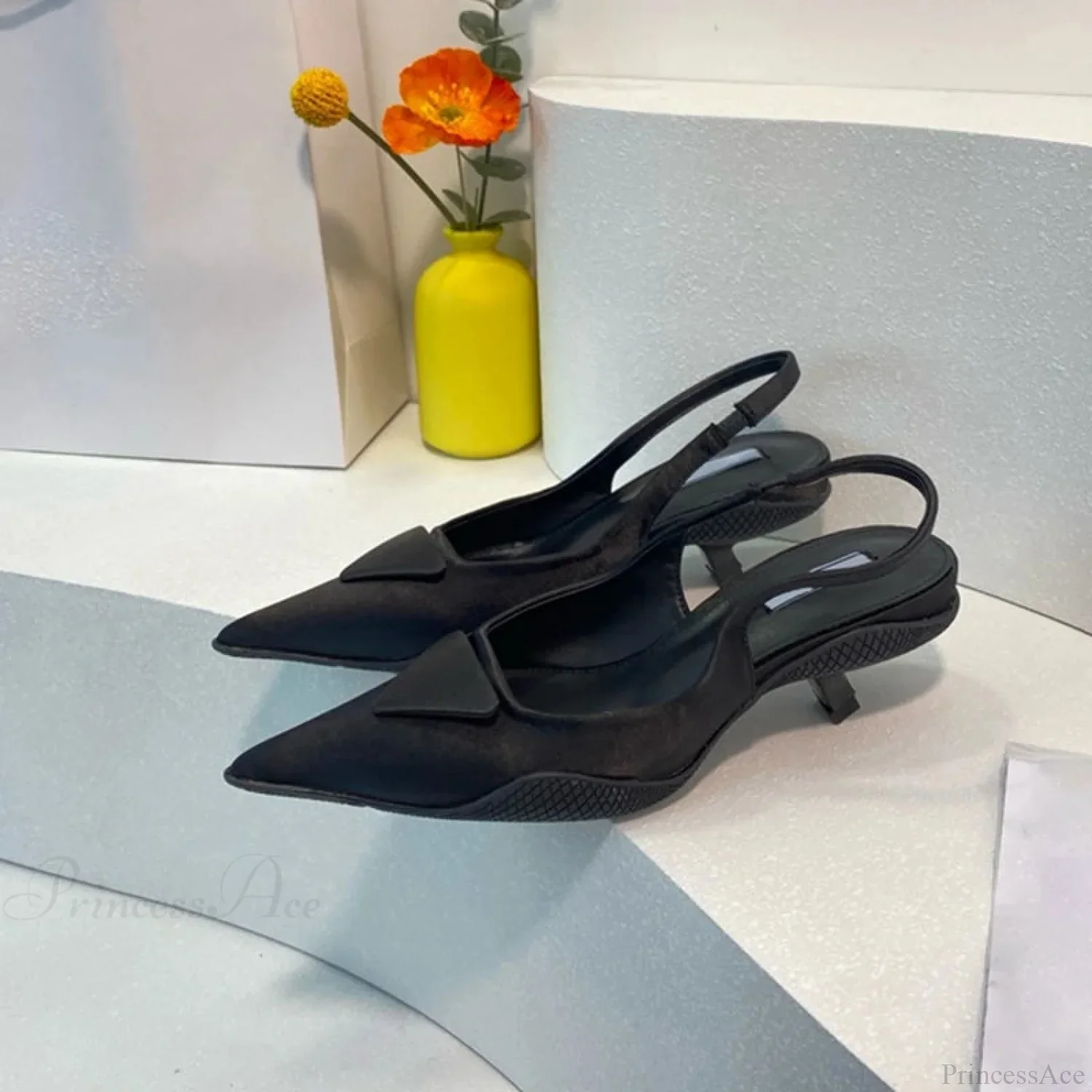 Shiny Leather Gothic Slingback Pointed Toe Tall Heel - Image 2