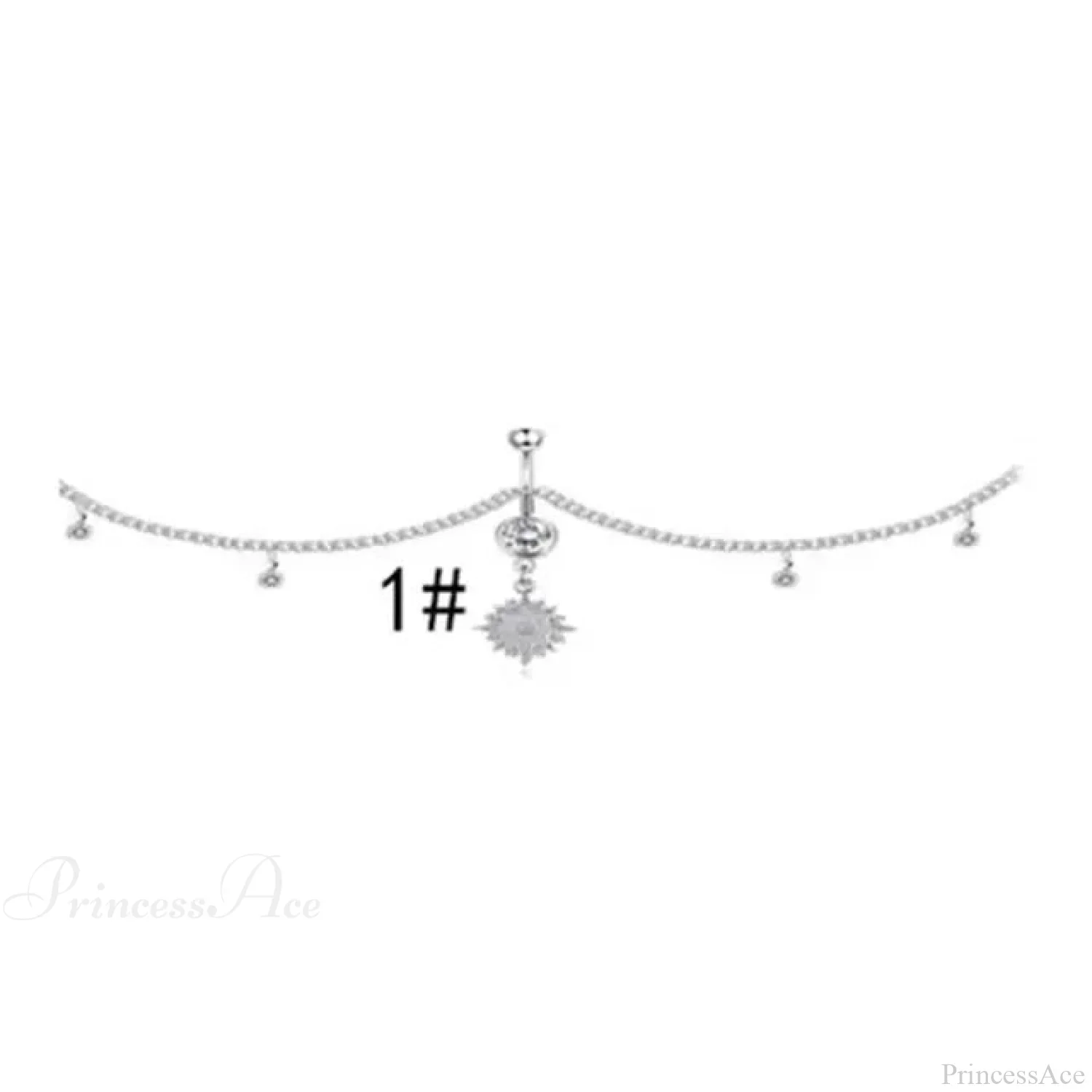 Shiny Metal Chain Dark Belly Ring - Image 3