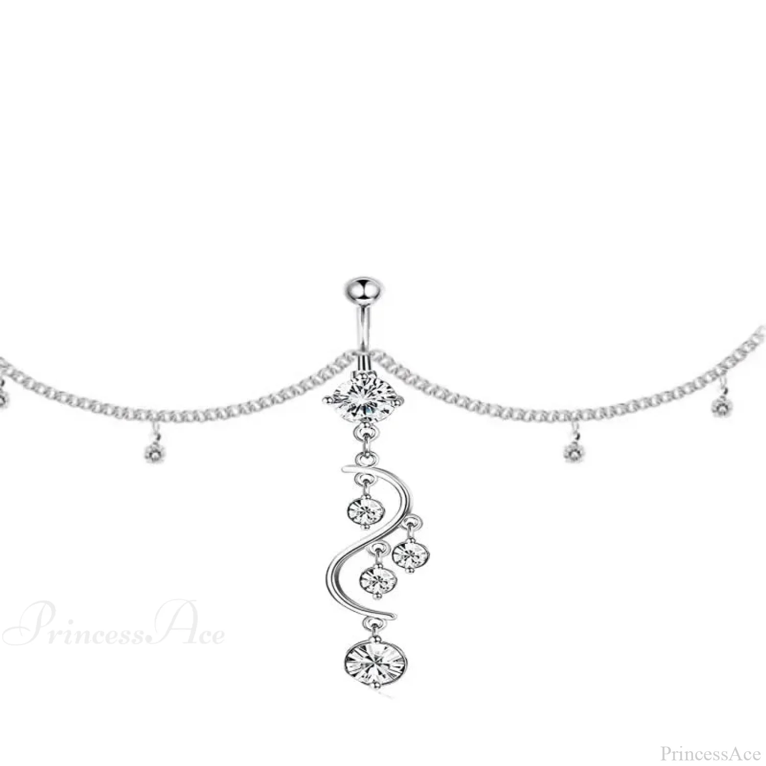 Shiny Metal Chain Dark Belly Ring - Image 5