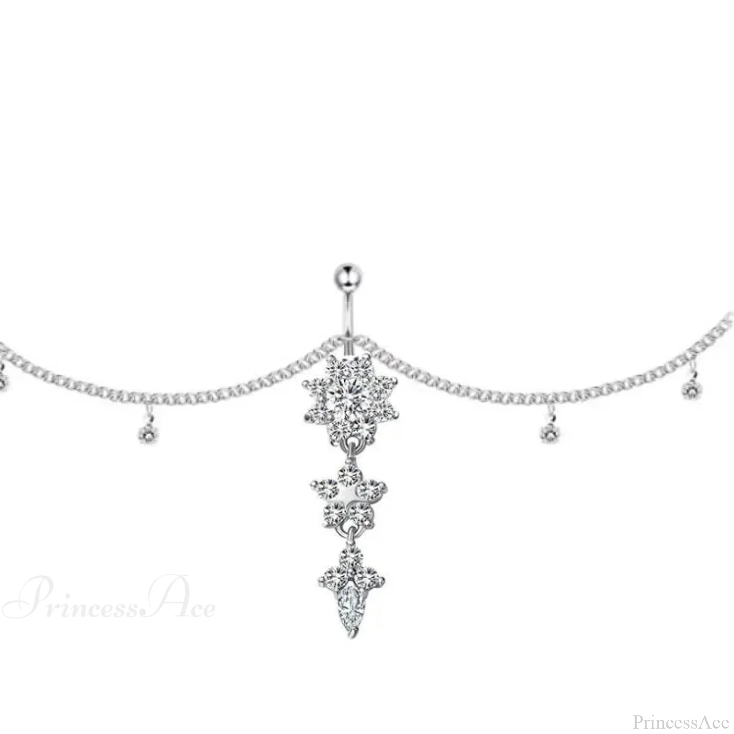 Shiny Metal Chain Dark Belly Ring - Image 9