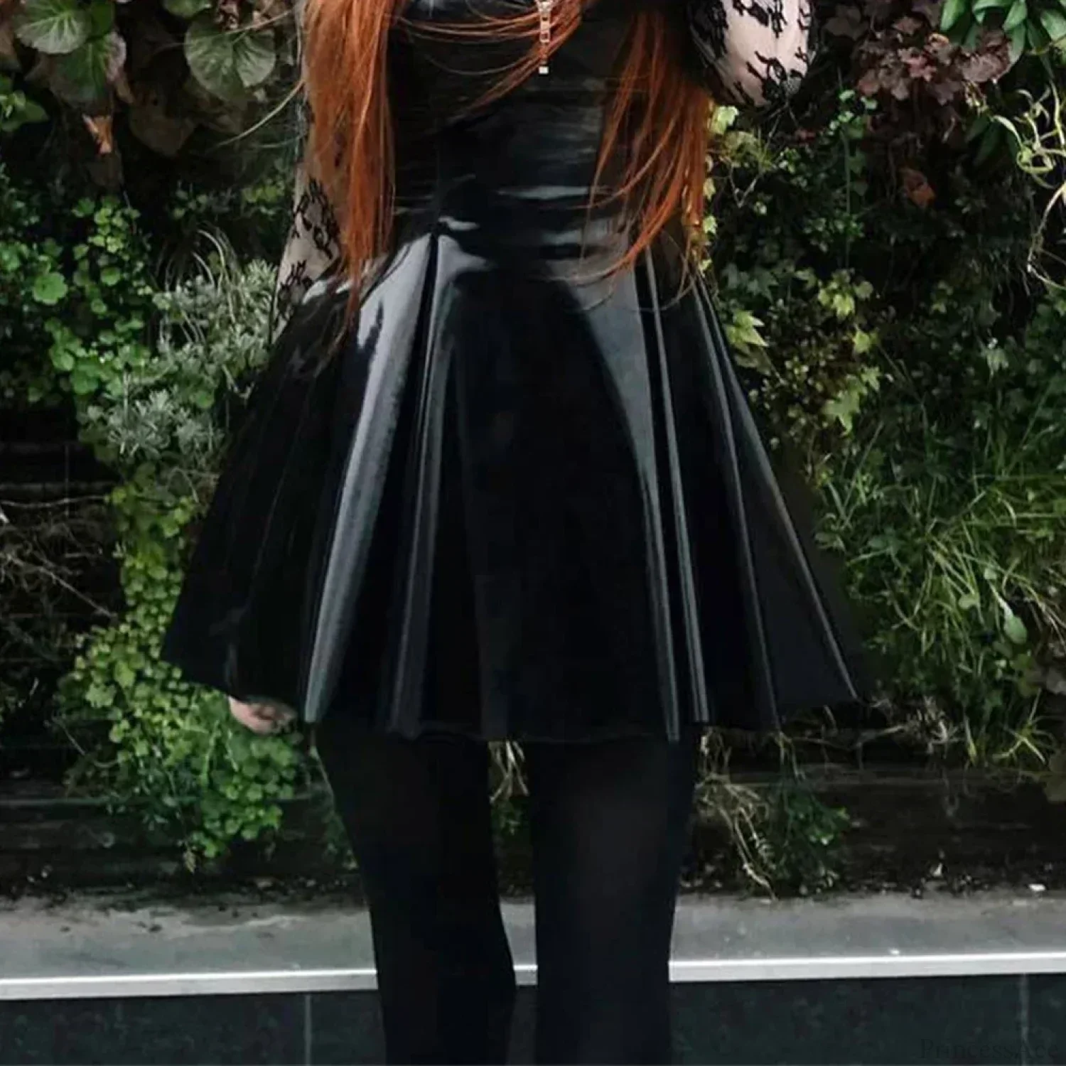 Shiny PVC Pleated Latex Mini Skirt - Image 3