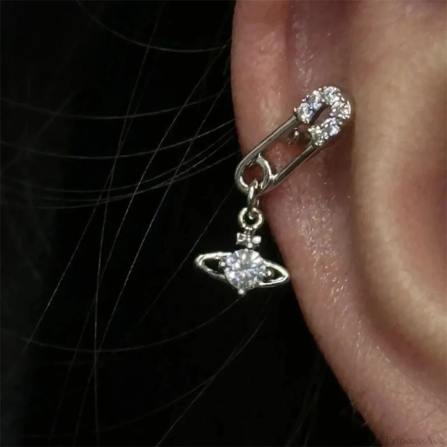 Shiny Saturn 316L Stainless Steel Stud Earring - Image 4
