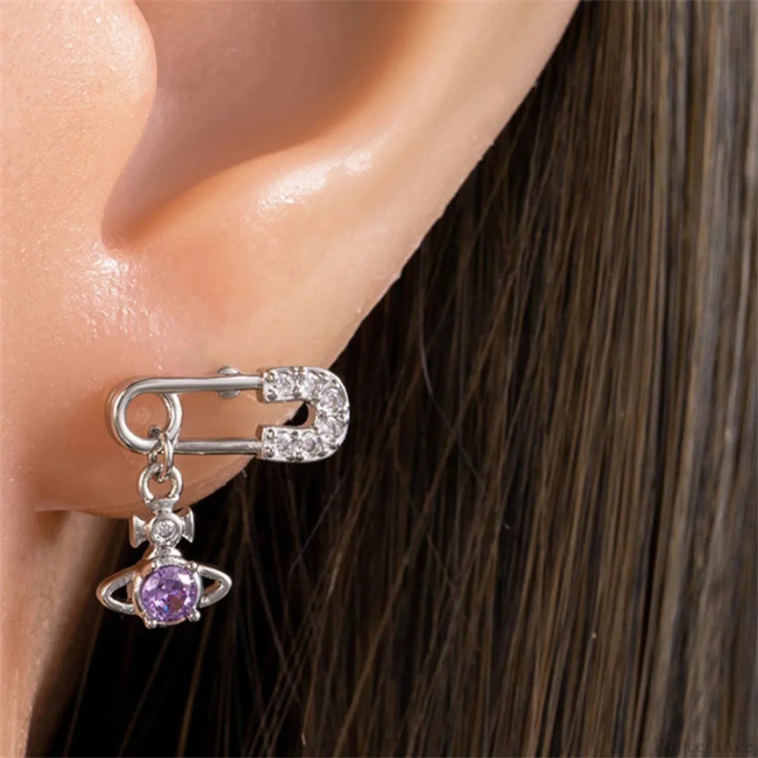 Shiny Saturn 316L Stainless Steel Stud Earring - Image 6