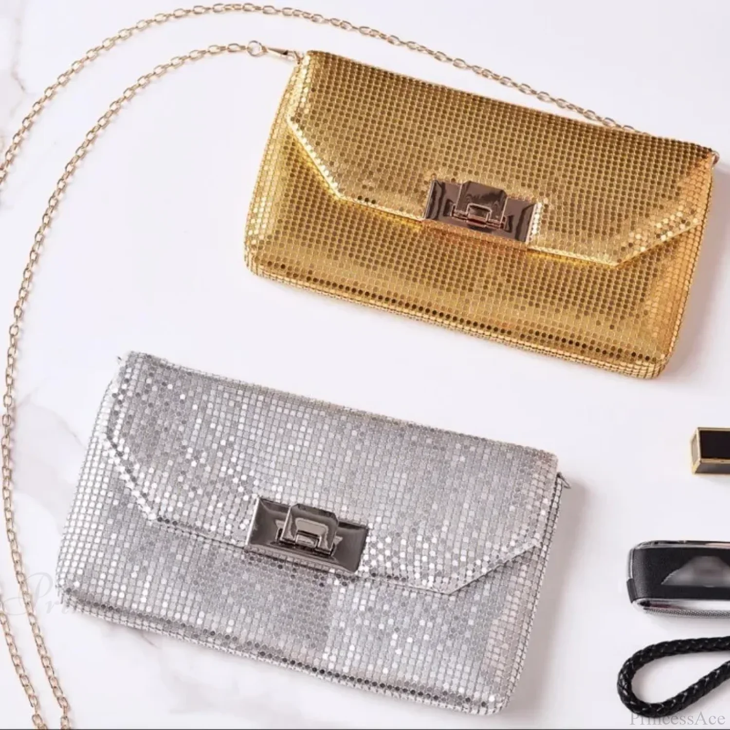 Shiny Sequins Evening Clutch Wristlet - Image 2
