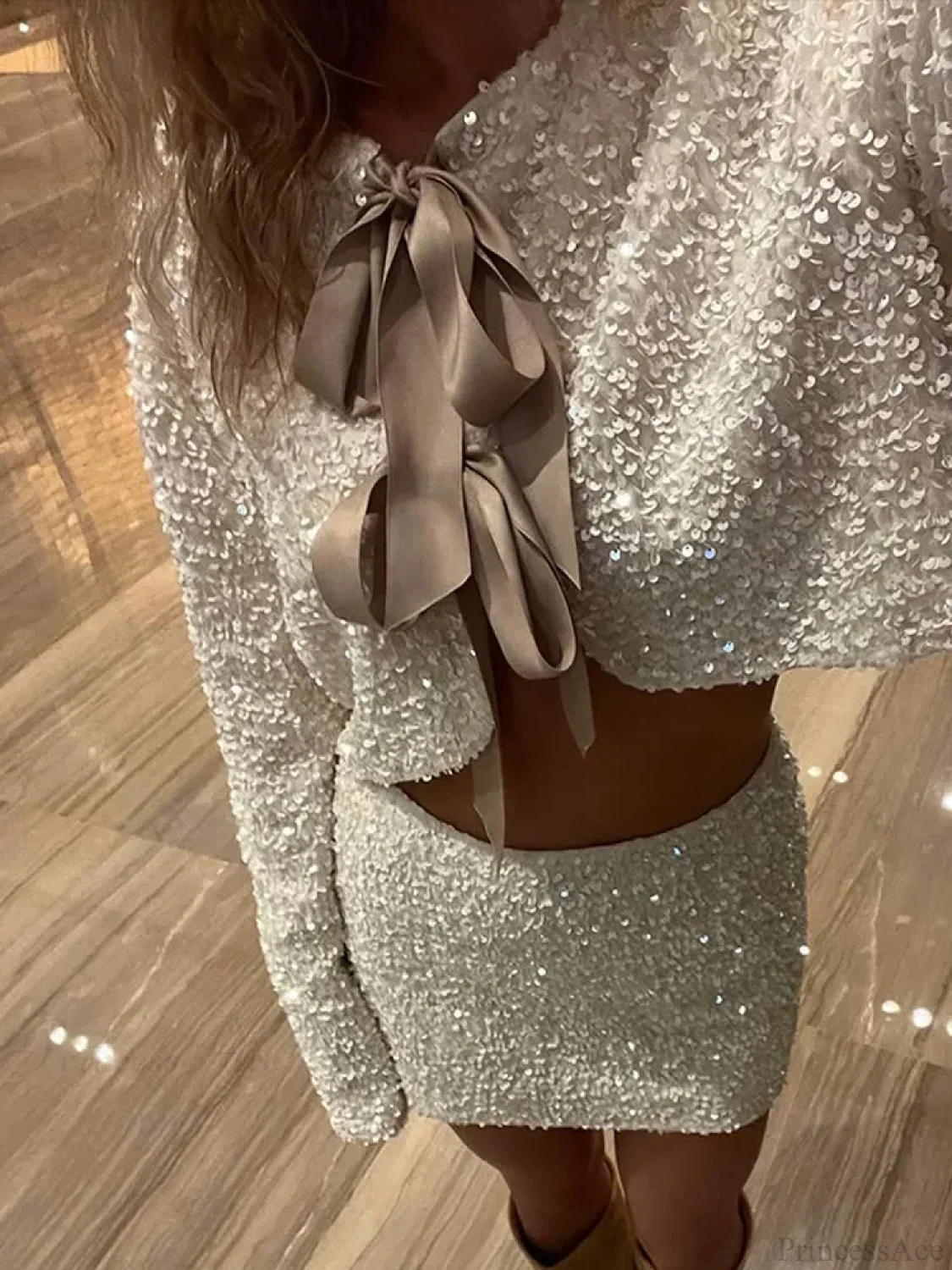 Shiny White Sequins Coat - Image 6