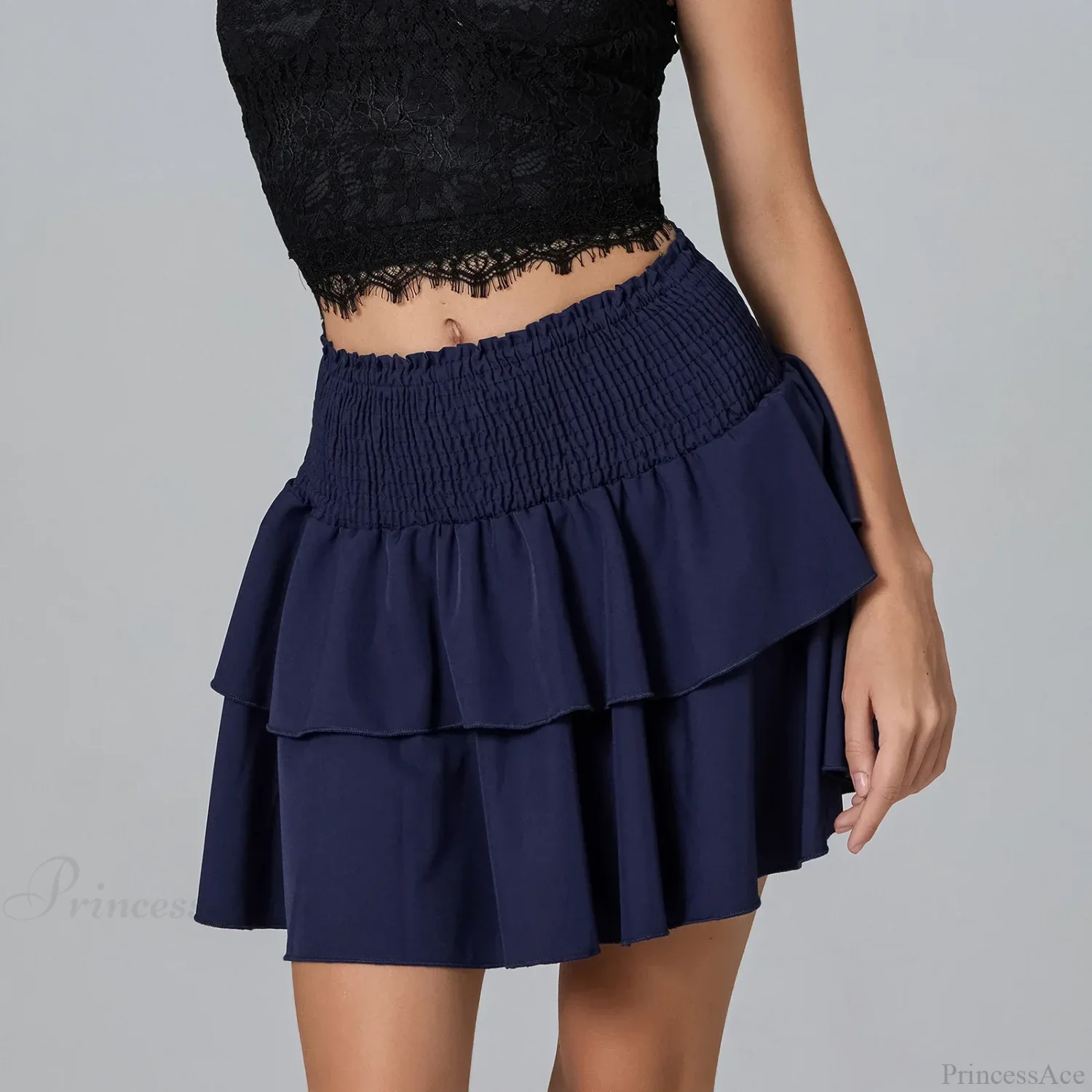 Shirred Floral Layered Ruffle Skirt - Image 6
