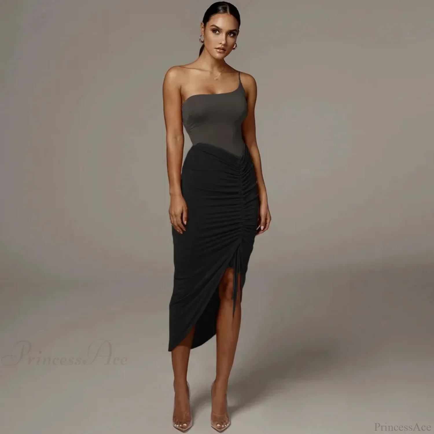 Shirring Pleated Wrap Hip Skirt - Image 2