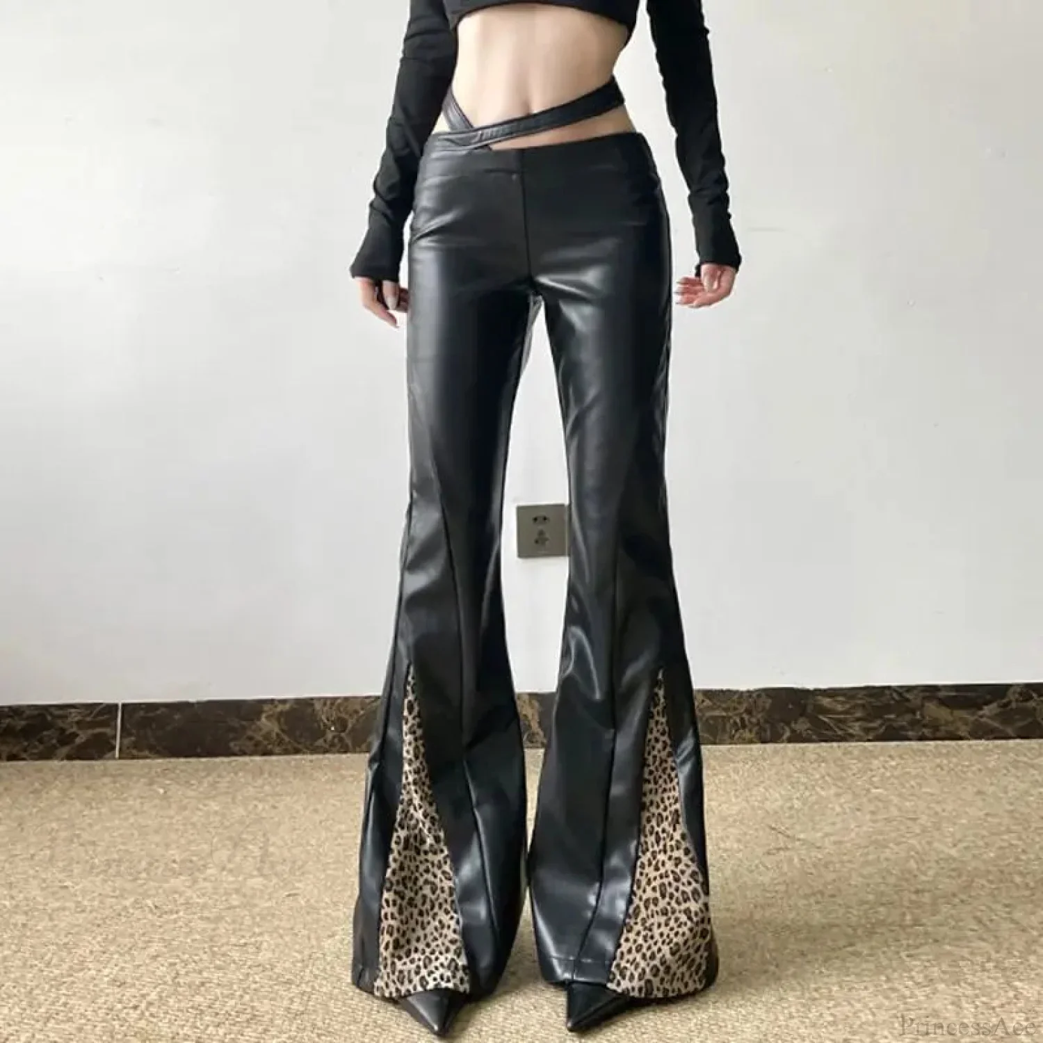 Short-Waisted Gothic Panther Leather Pant - Image 2