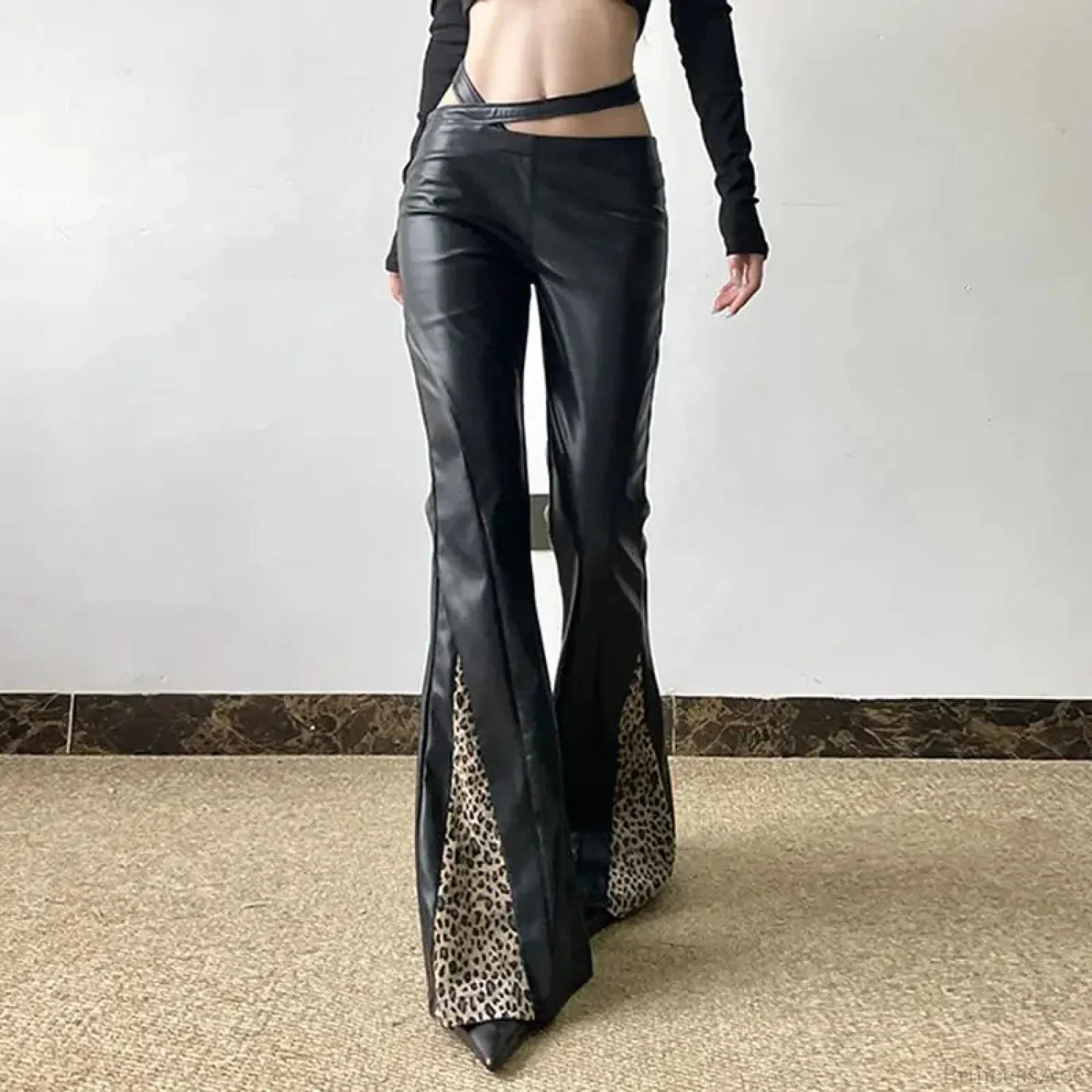 Short-Waisted Gothic Panther Leather Pant - Image 3