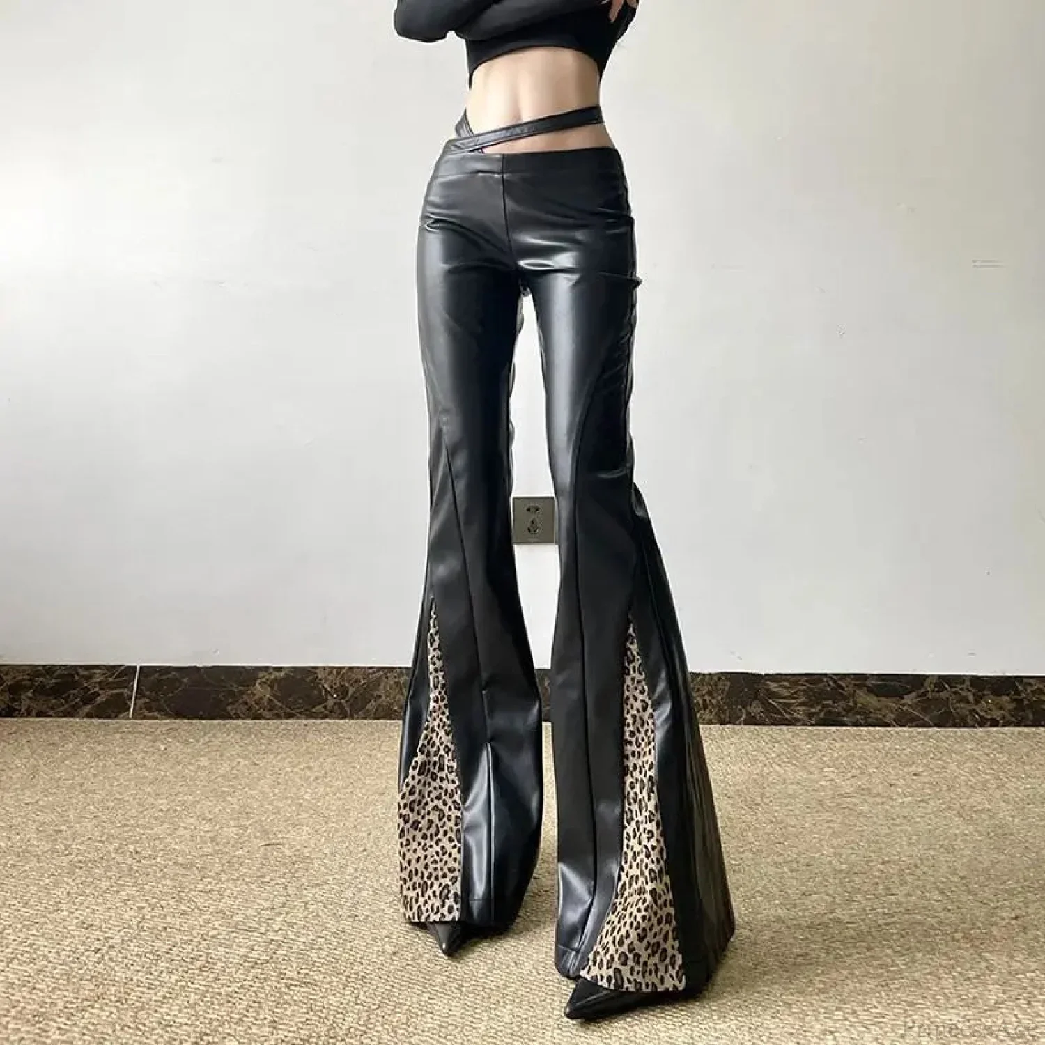 Short-Waisted Gothic Panther Leather Pant - Image 5