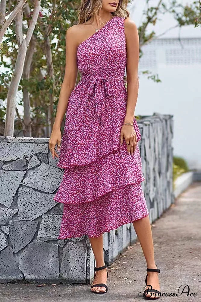 Shoulder One with Trim Gown Green Ruffle Print - Image 5