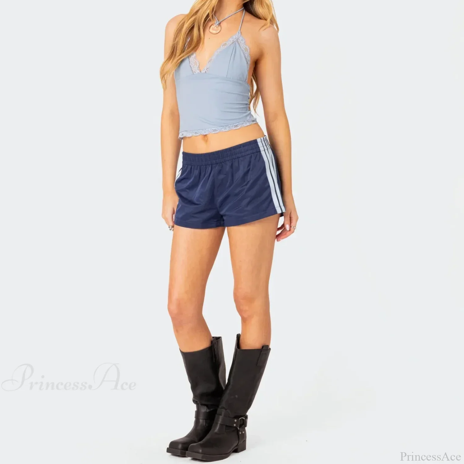 Side Stripe Print Elastic Lounge Short
