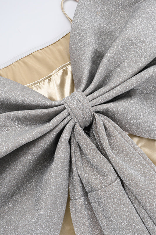 Silk Gloss Strapless Bowknot Bodycon Party Dress - Image 7
