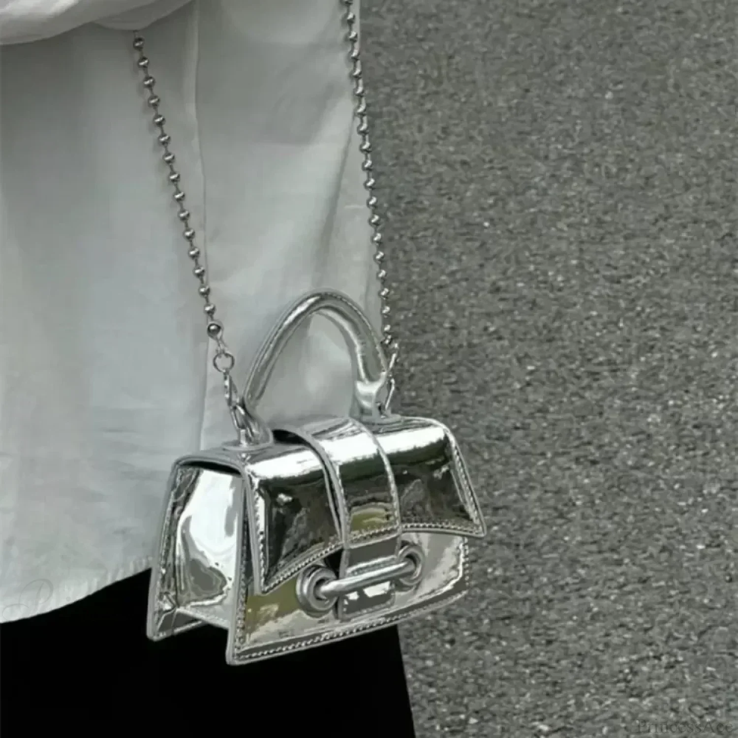 Silver Chic PU Leather Crossbody Handbag - Image 4