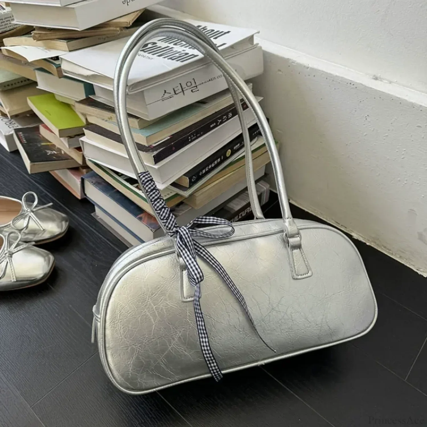 Silver Pillow Crossbody Shoulder Bag - Image 2