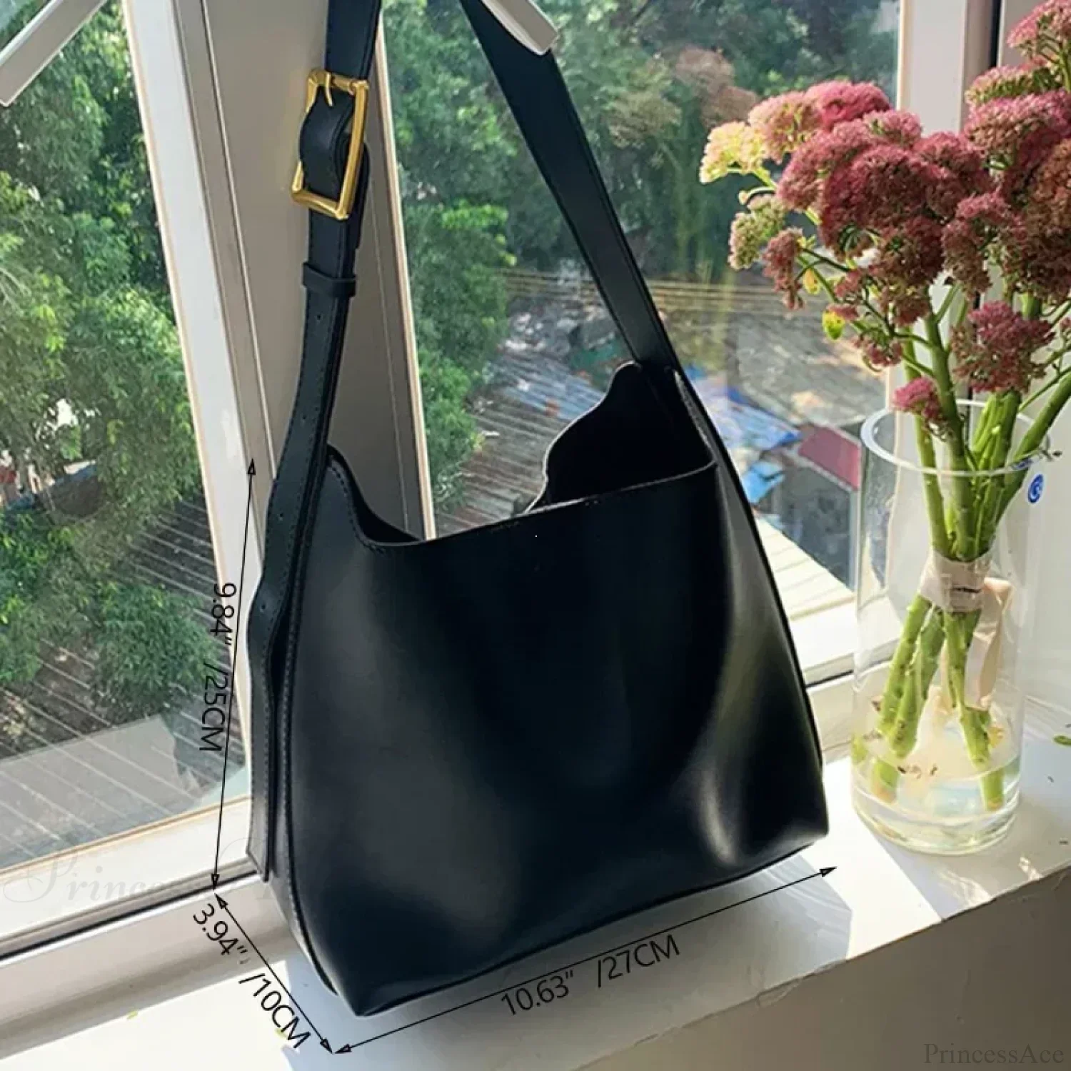 Silver Pleated Drawstring Shoulder Bag - Image 2