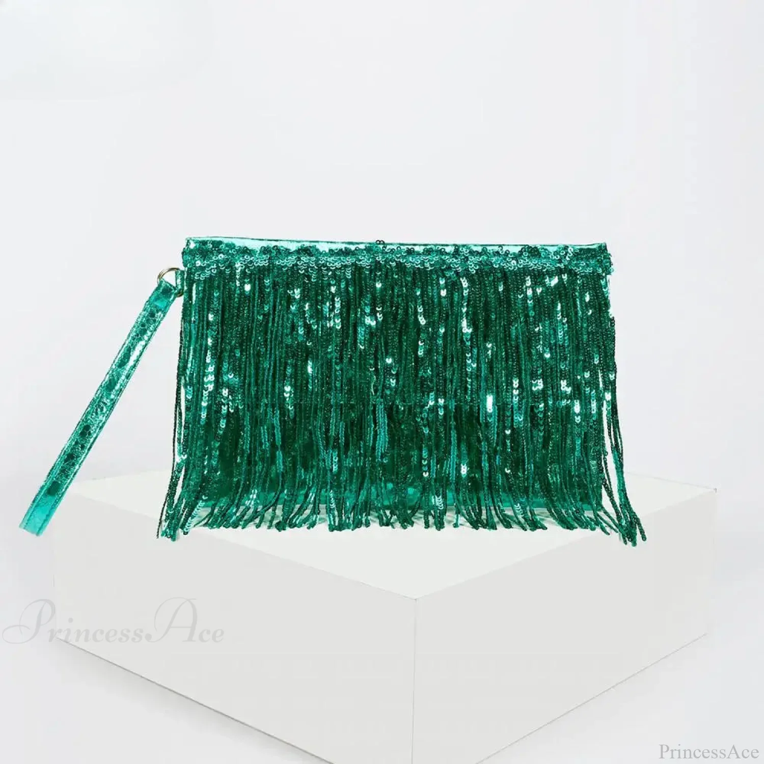 Silver Sequin Rhinestone Evening Clutch Wristlet - Image 5