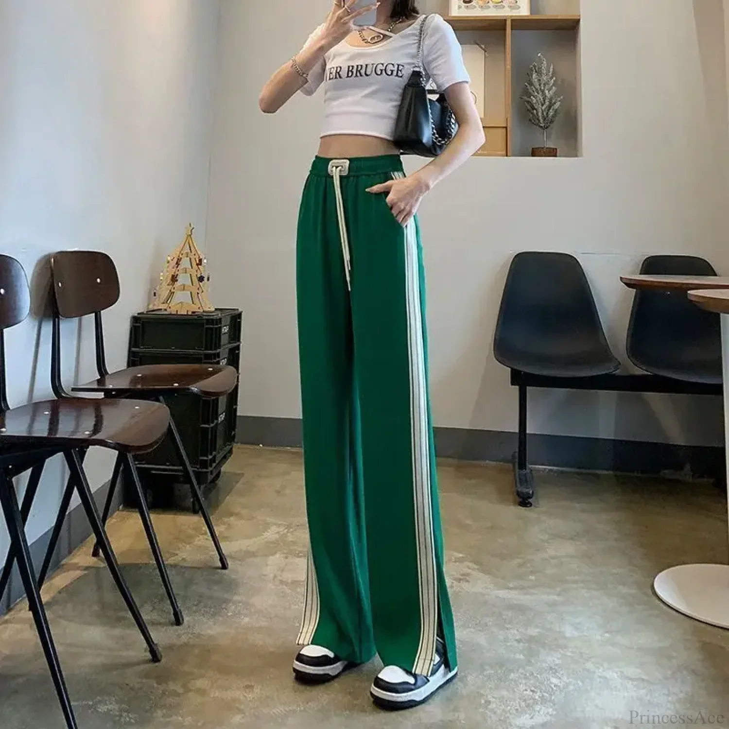 Simple Loose Wide Leg Elastic Pants - Image 6