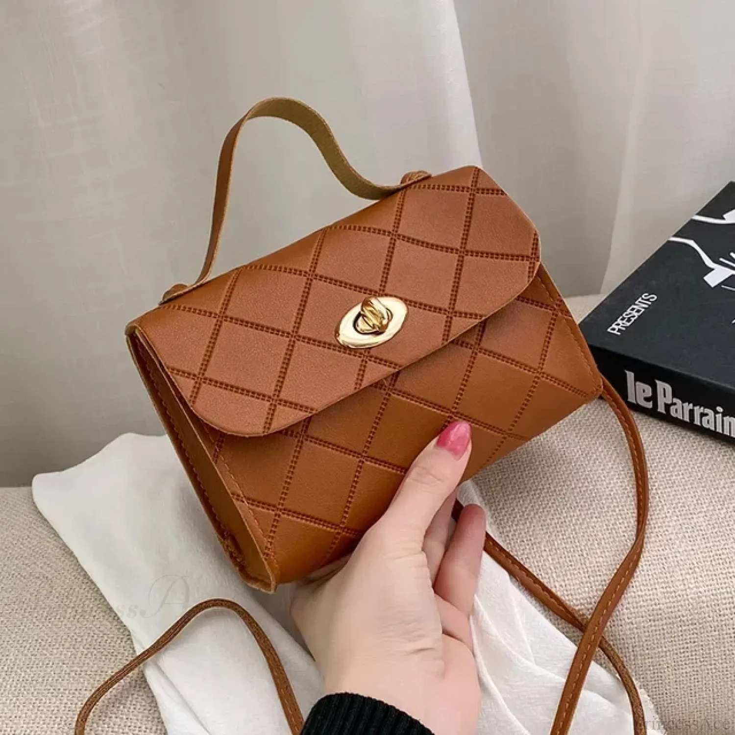Simple PU Leather Mobile Phone Coin Crossbody Handbag - Image 7