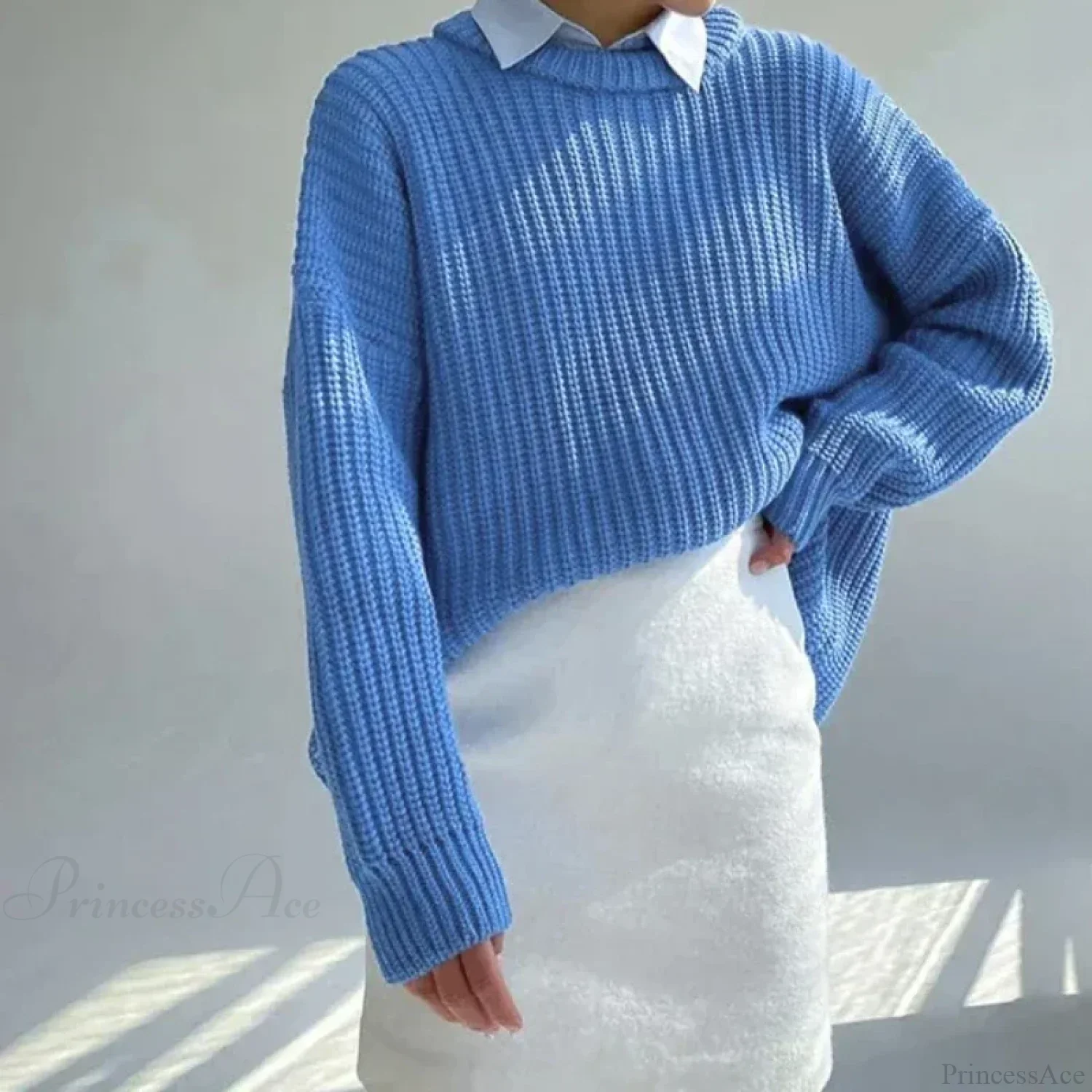 Simple Pullover Purple Y2k Sweater - Image 2