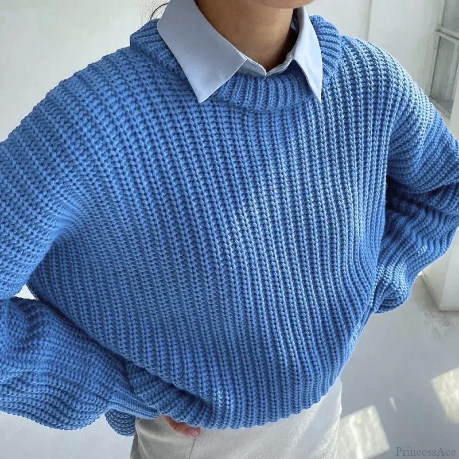 Simple Pullover Purple Y2k Sweater - Image 5