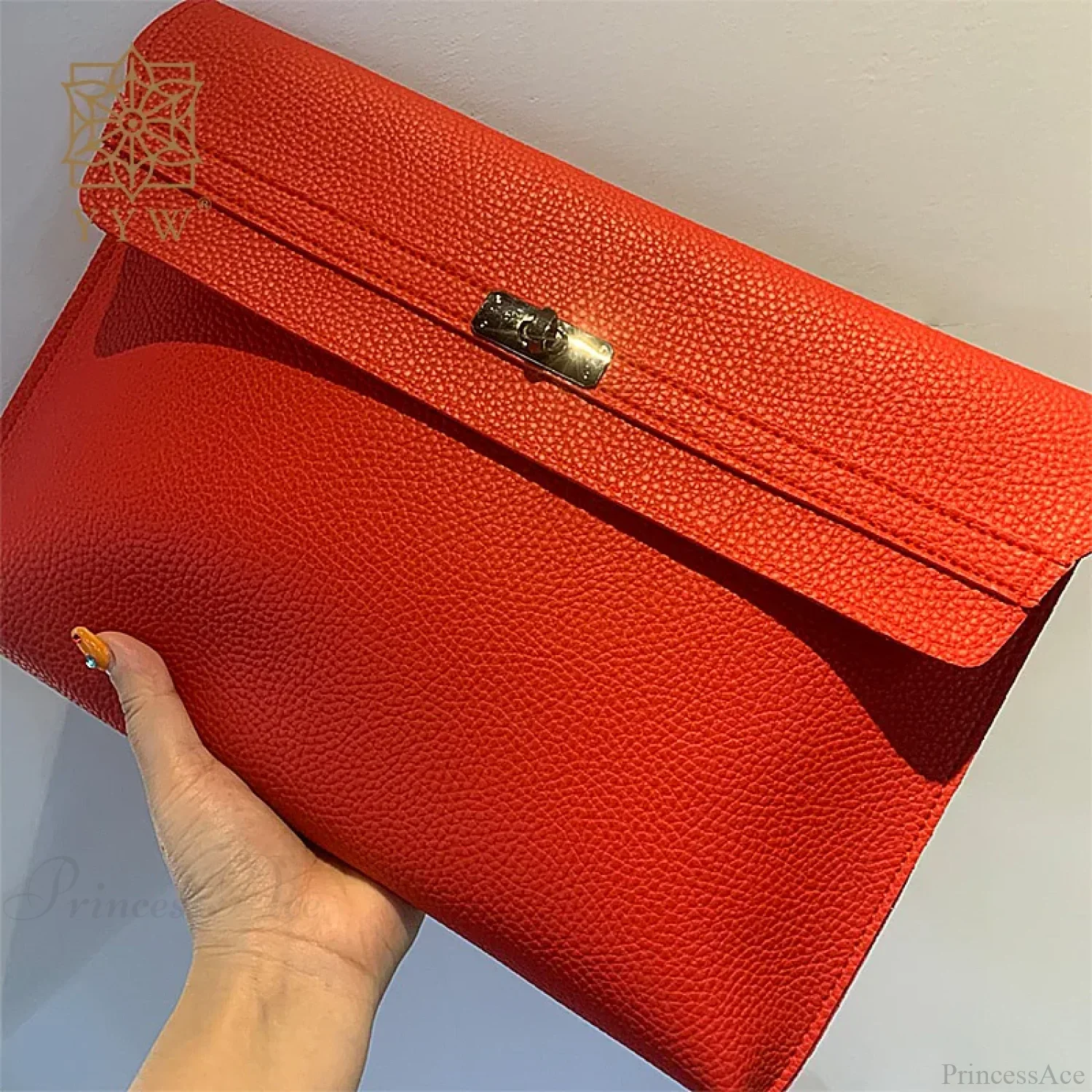 Simple Red PU Leather Envelope Clutch Bag for Women - Image 5