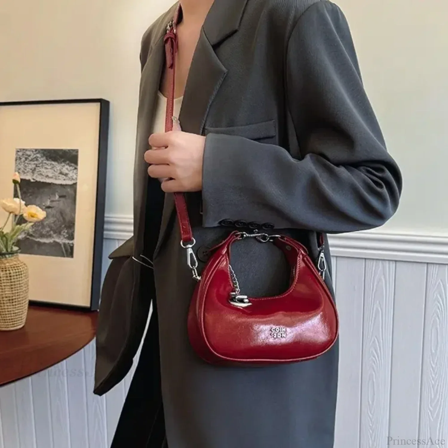 Simple Versatile Solid Color Shoulder Messenger Handbag - Image 3