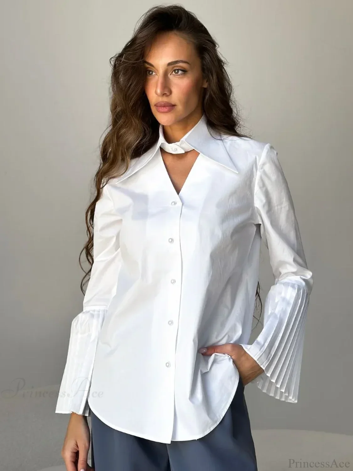Single Breasted Ruffles Full Sleeve Blouse - Image 5