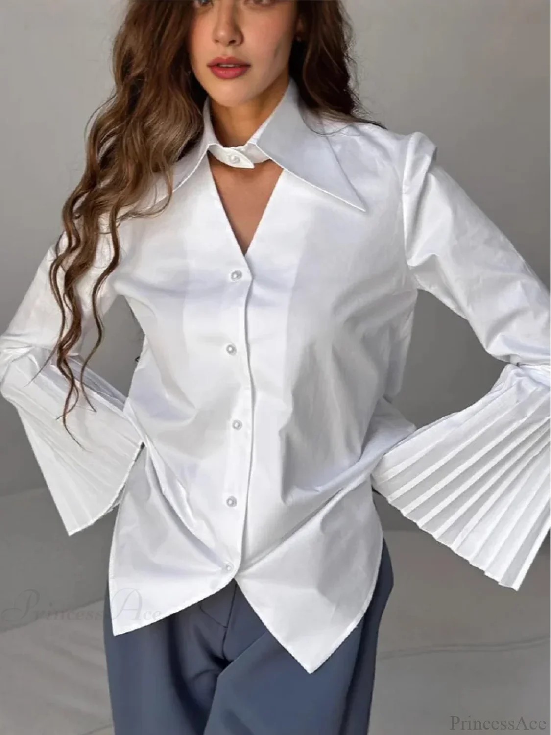 Single Breasted Ruffles Full Sleeve Blouse - Image 6