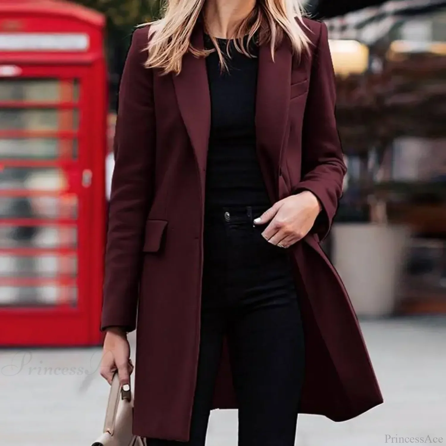 Single-Breasted Wool Suit Blazer Overcoat - Image 4