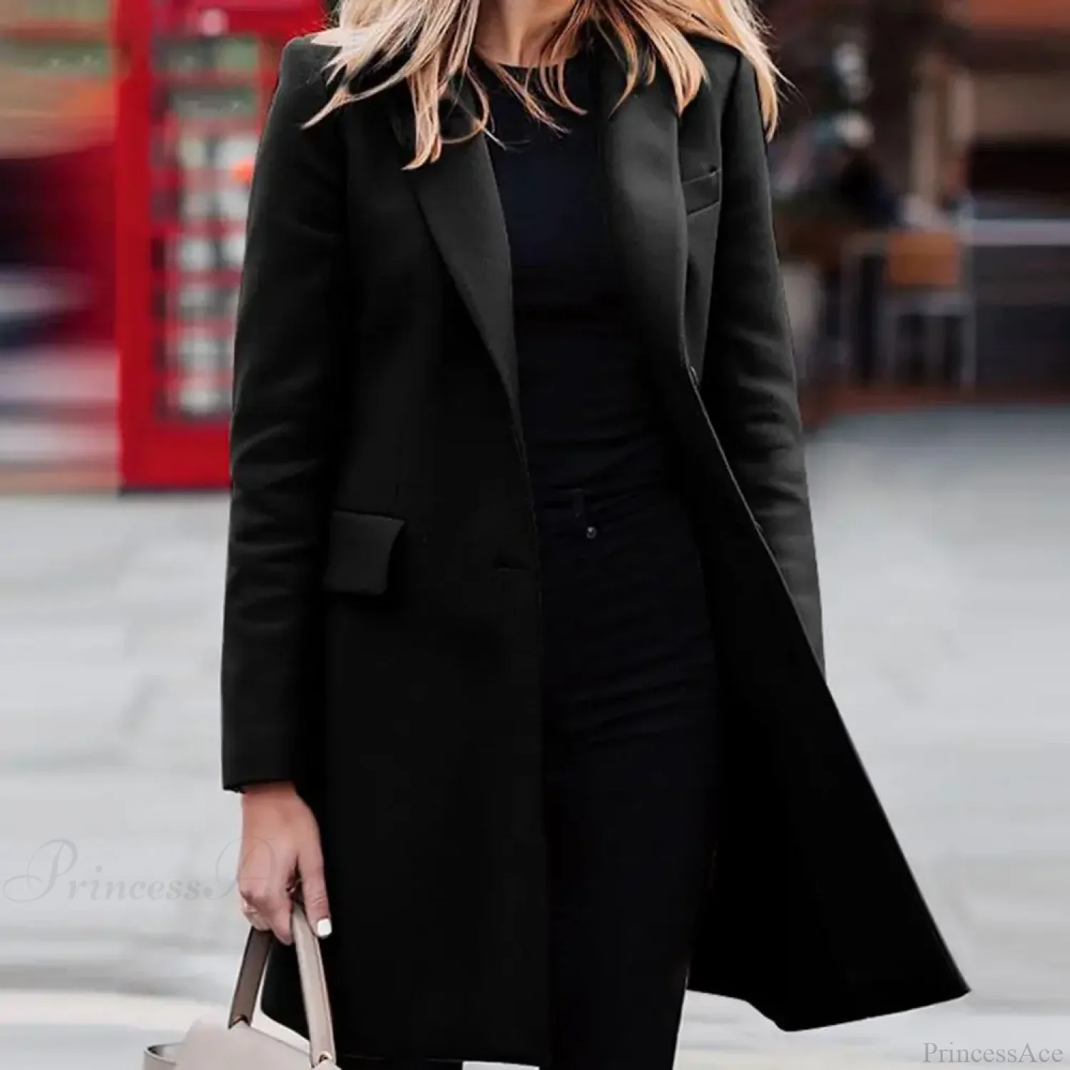 Single-Breasted Wool Suit Blazer Overcoat - Image 5