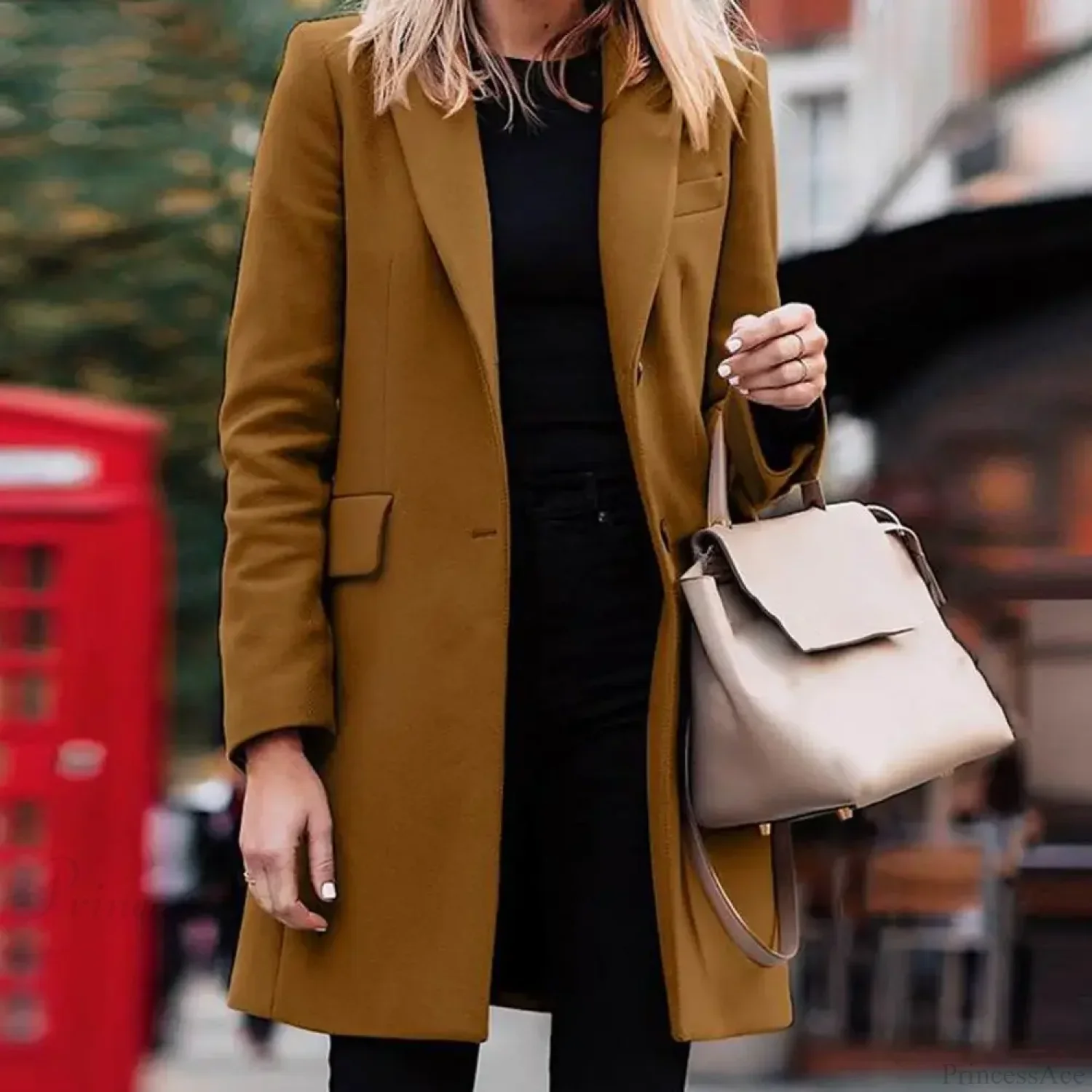 Single-Breasted Wool Suit Blazer Overcoat - Image 6