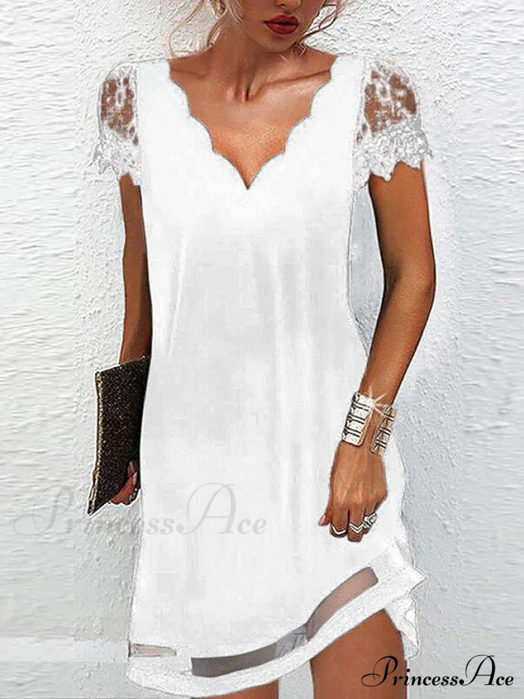 Sizes for A-Line - and Sleeves Spring/Summer Gown Brief Collection in Lace Available - Black Mini Women Elegant with V-Neck S-XXXL - Image 4