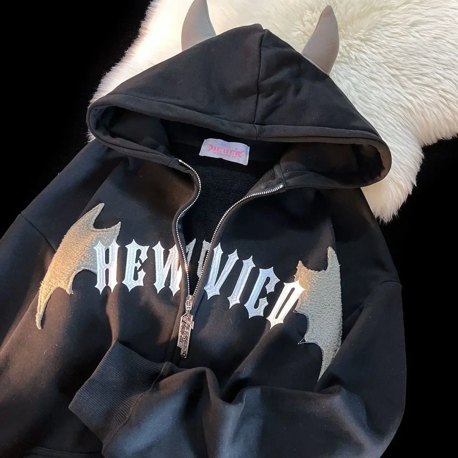Skeleton Printed Zipper Hoodie - Image 5