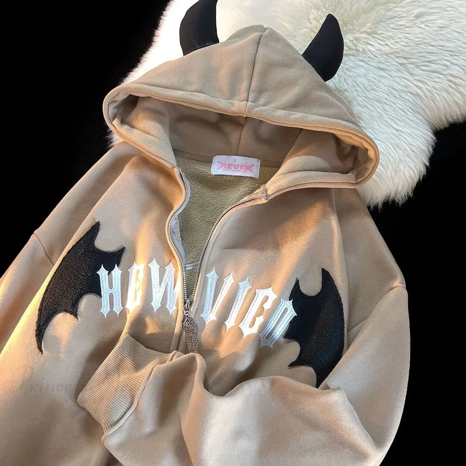 Skeleton Printed Zipper Hoodie - Image 7