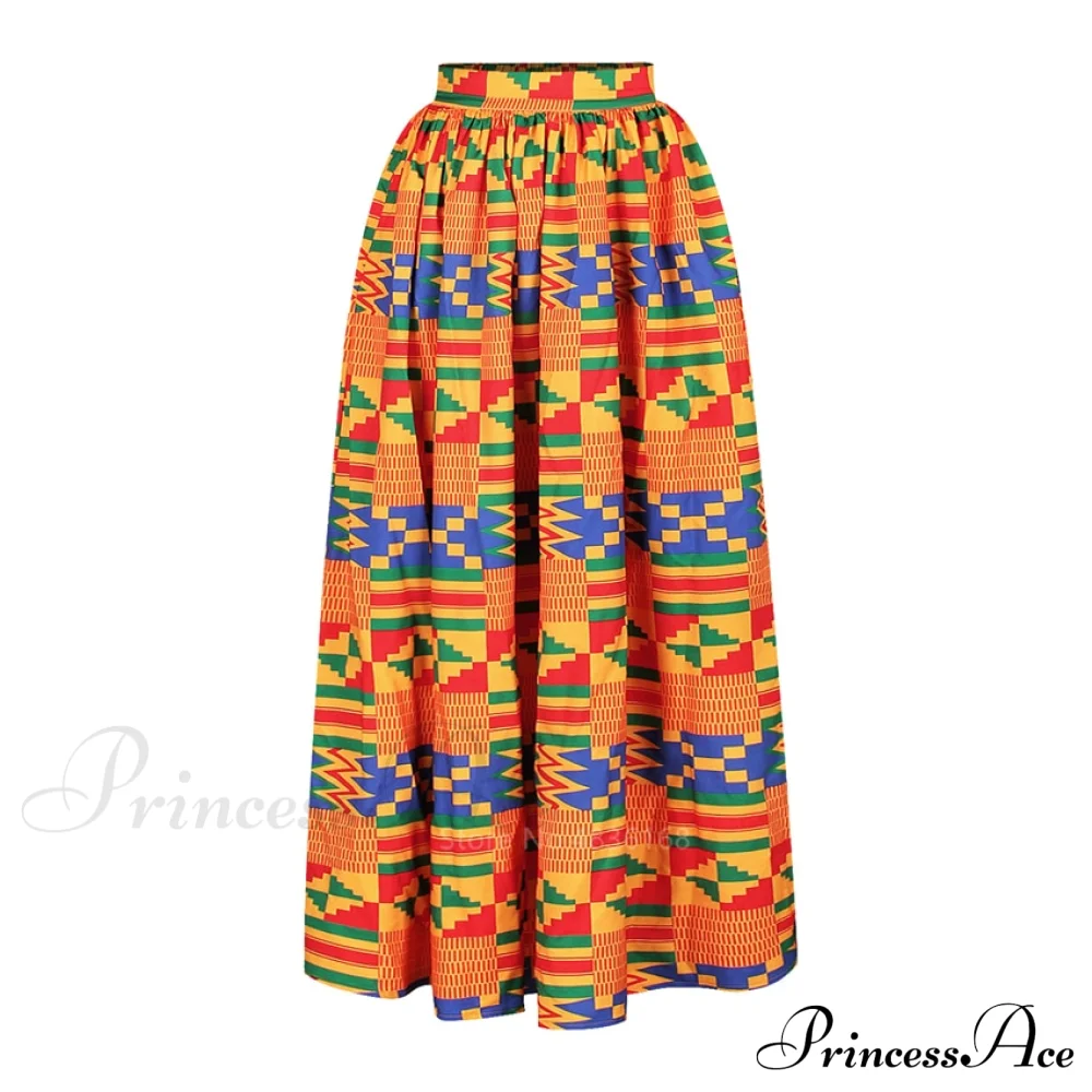 Skirt Top Vintage Africa and Elegant Women High Slit Piece Slash-neck with featuring Blouse Gown Sleeveless National Set Two Print - Image 4