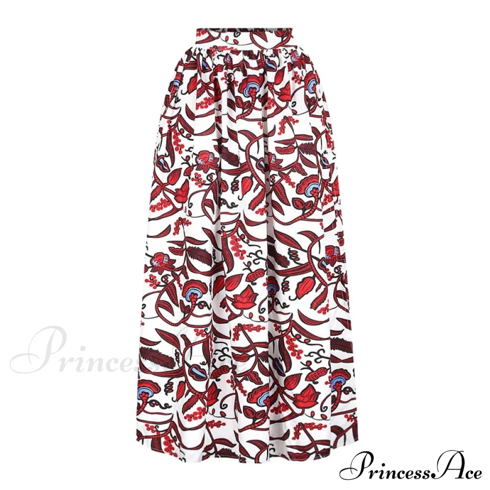Skirt Top Vintage Africa and Elegant Women High Slit Piece Slash-neck with featuring Blouse Gown Sleeveless National Set Two Print - Image 8