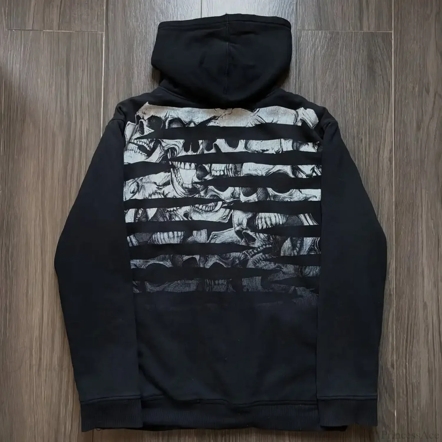 Skull Patchwork Zipper Hoodie - Image 2