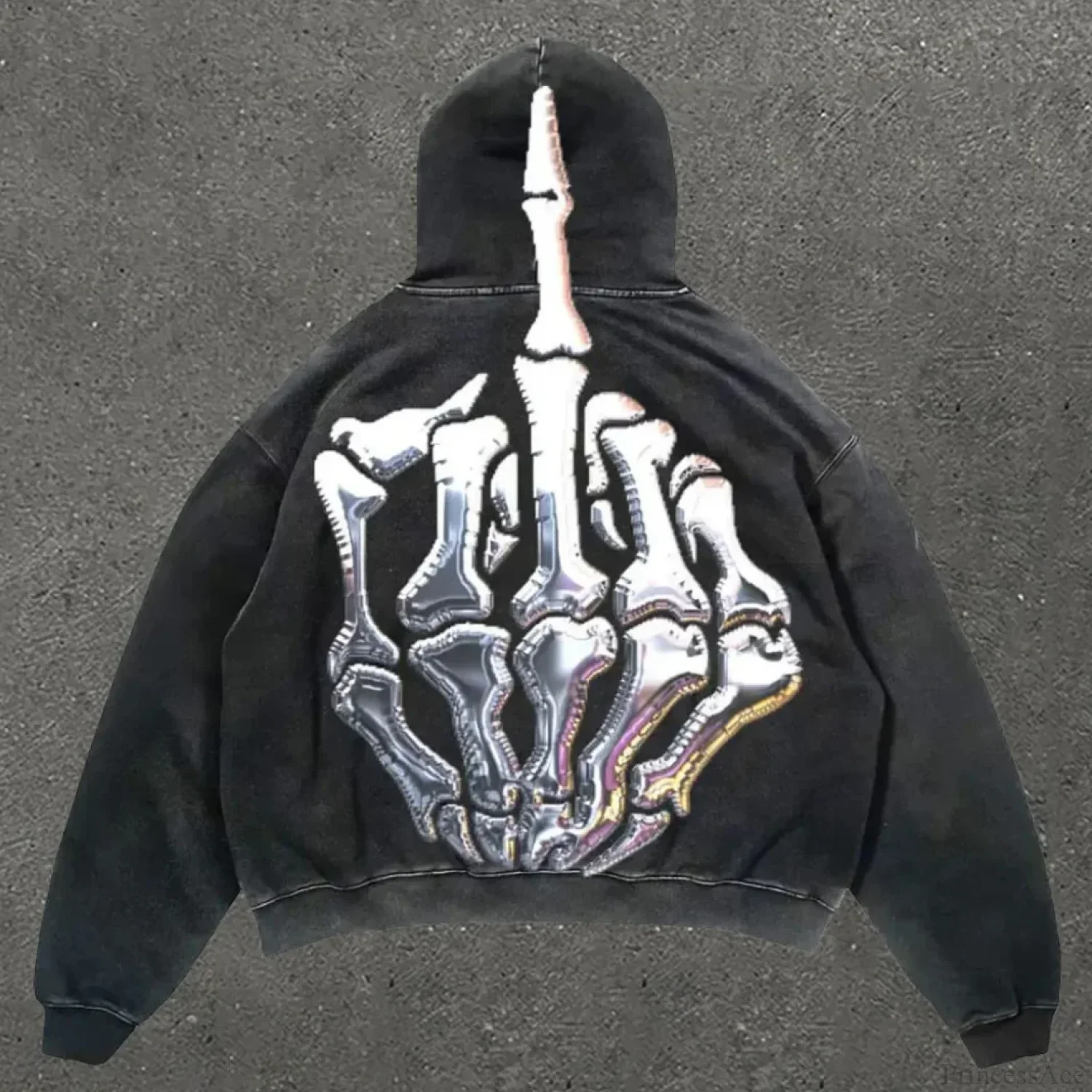 Skull Rap Graphic Cotton Hoodie - Image 4