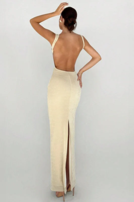 Sleeveless Fitted Backless Split Maxi Dress - Image 4