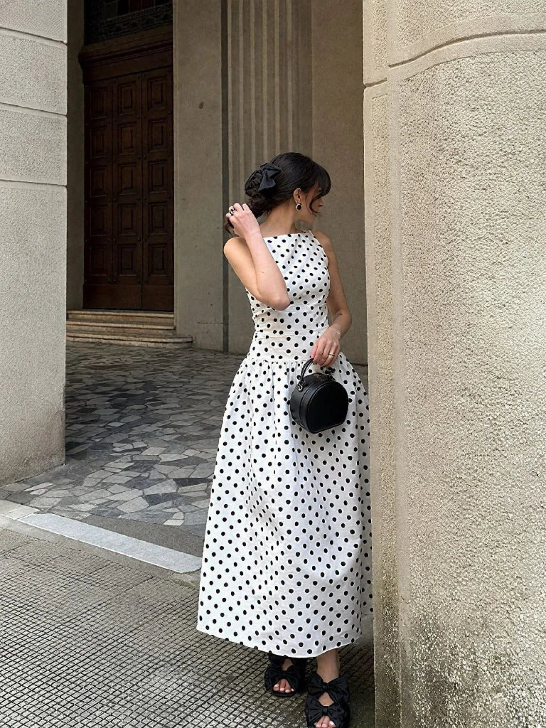 Sleeveless Polka Dot Casual Maxi Dress - Image 2