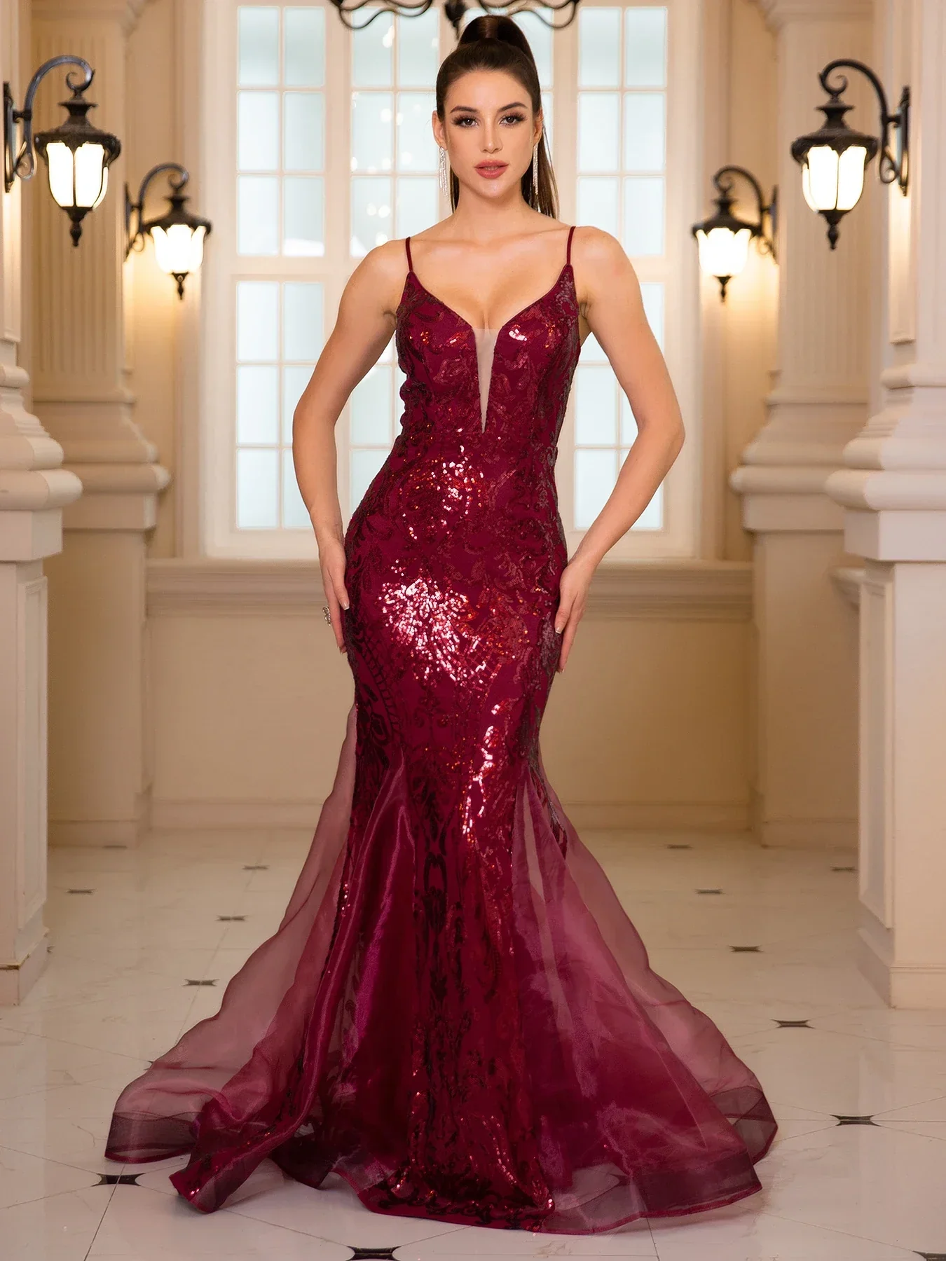 Sleeveless Sequined Mermaid Party Dress - Image 5
