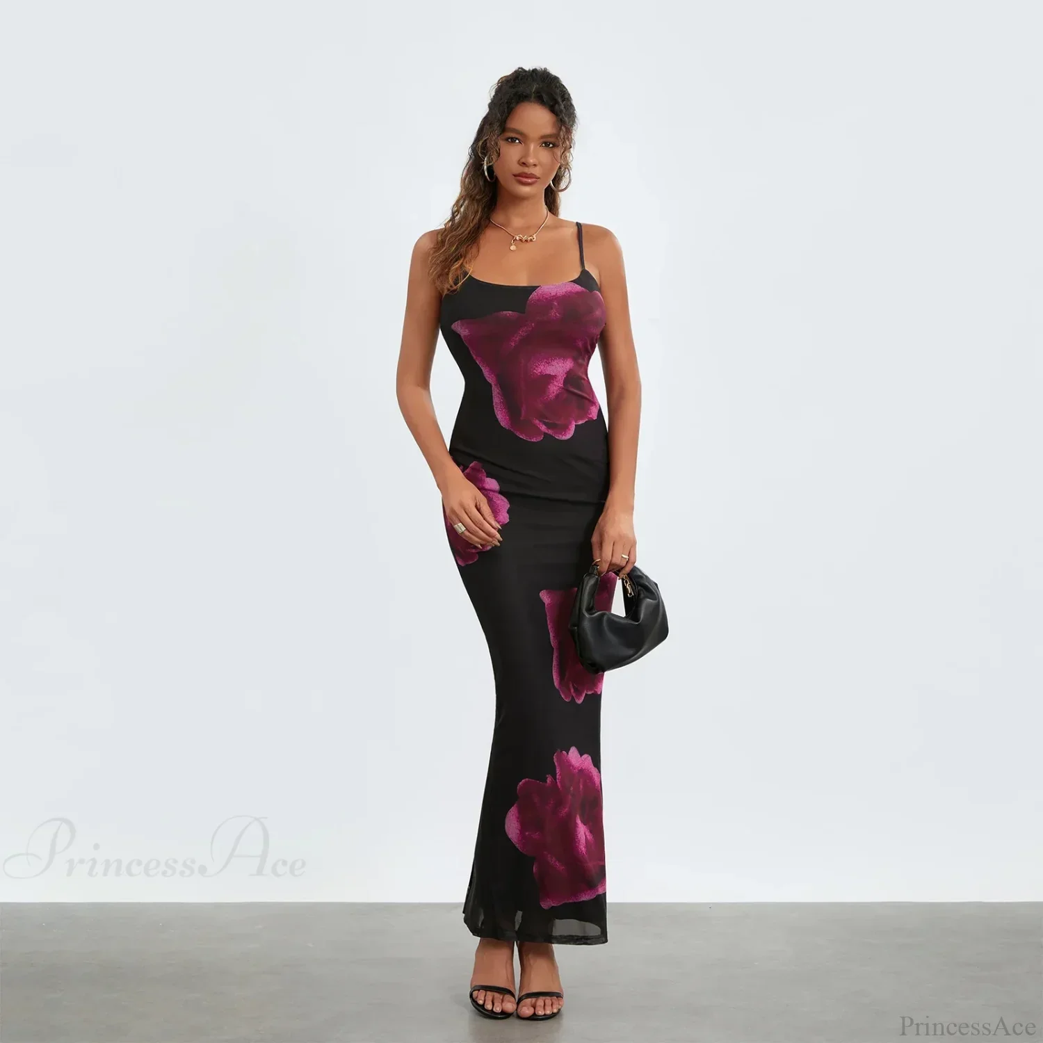 Sleeveless Spaghetti Strap Floral Split Back Hem Dress - Image 5