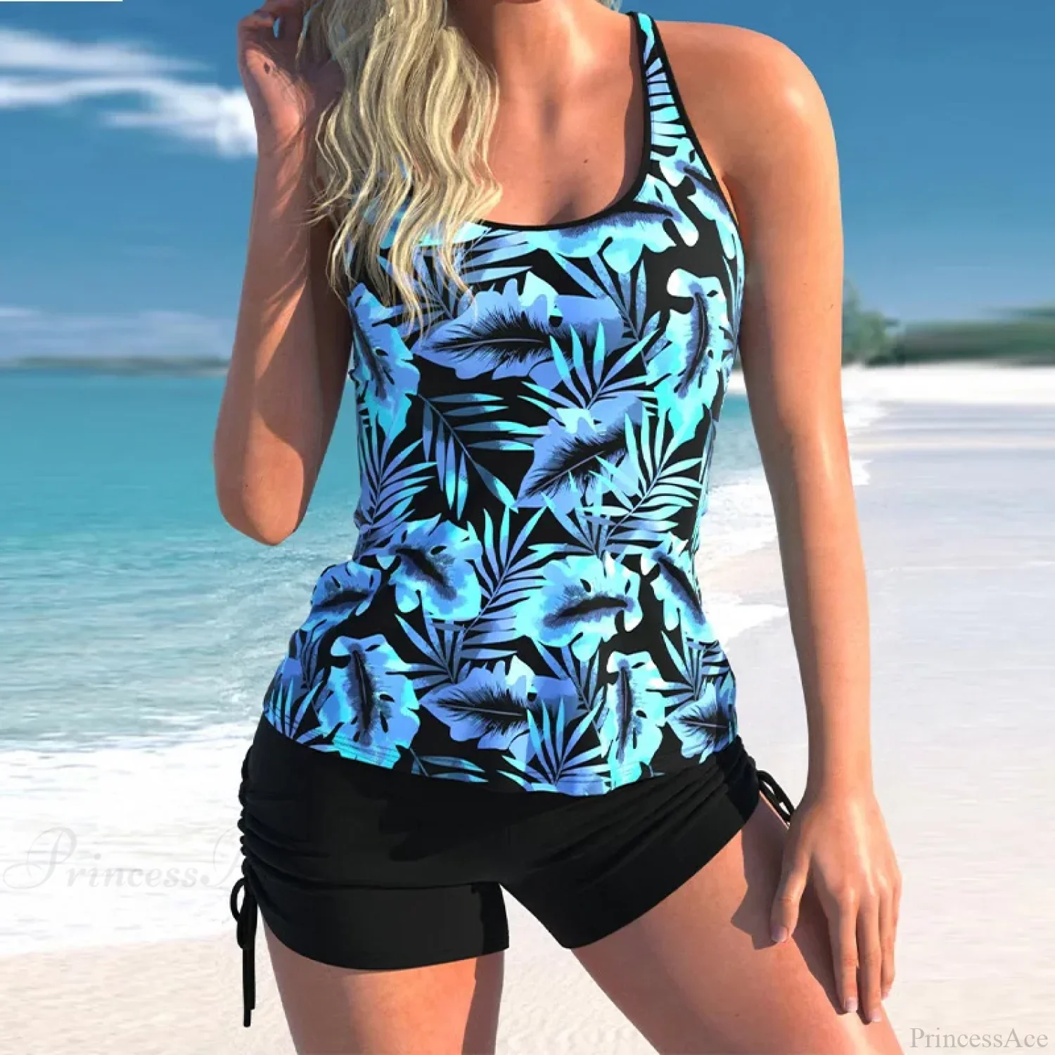 Sleeveless Vest Shorts Print Two Piece Set - Image 2