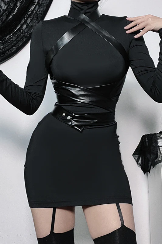 Slim Fit Mini Gothic Dress - Image 2
