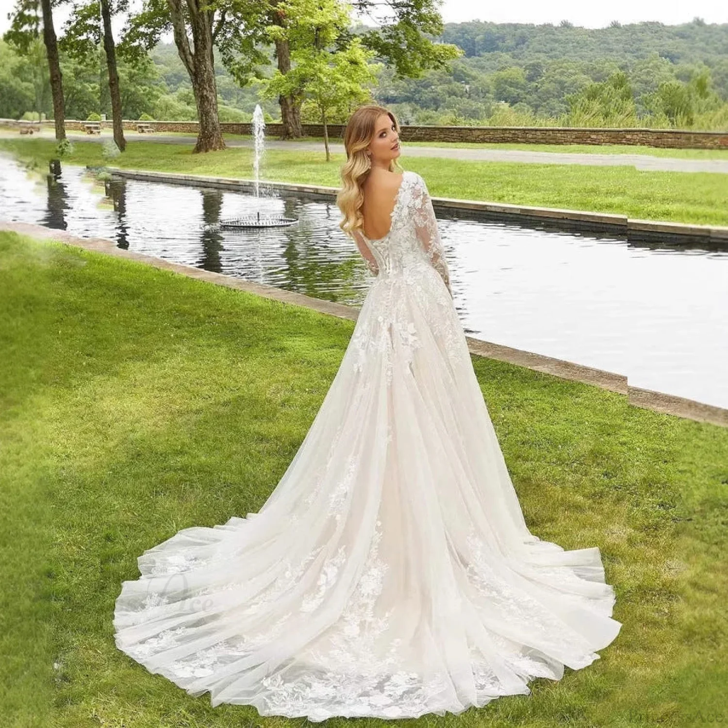 Slim Off-Shoulder Satin Wedding Dress - Image 2