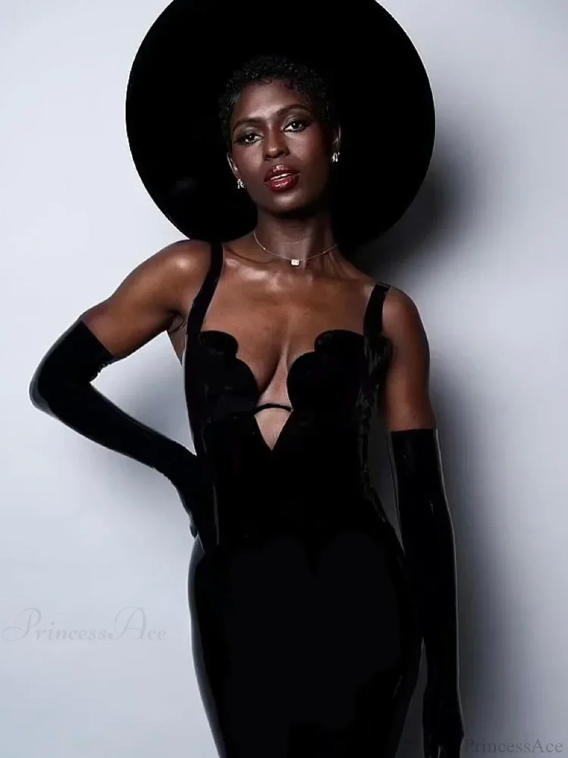 Sling Deep V Neck Black Party Dress - Image 5