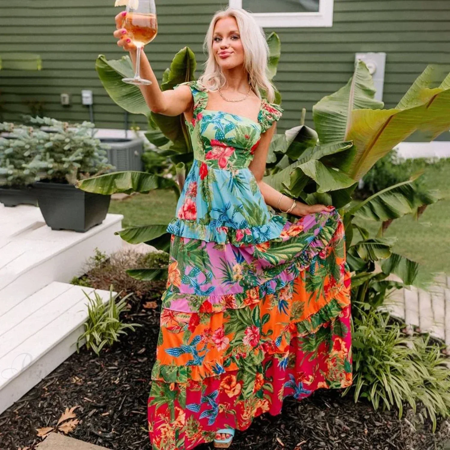 Sling Ruffle Print Skirt Two Piece Set - Image 3