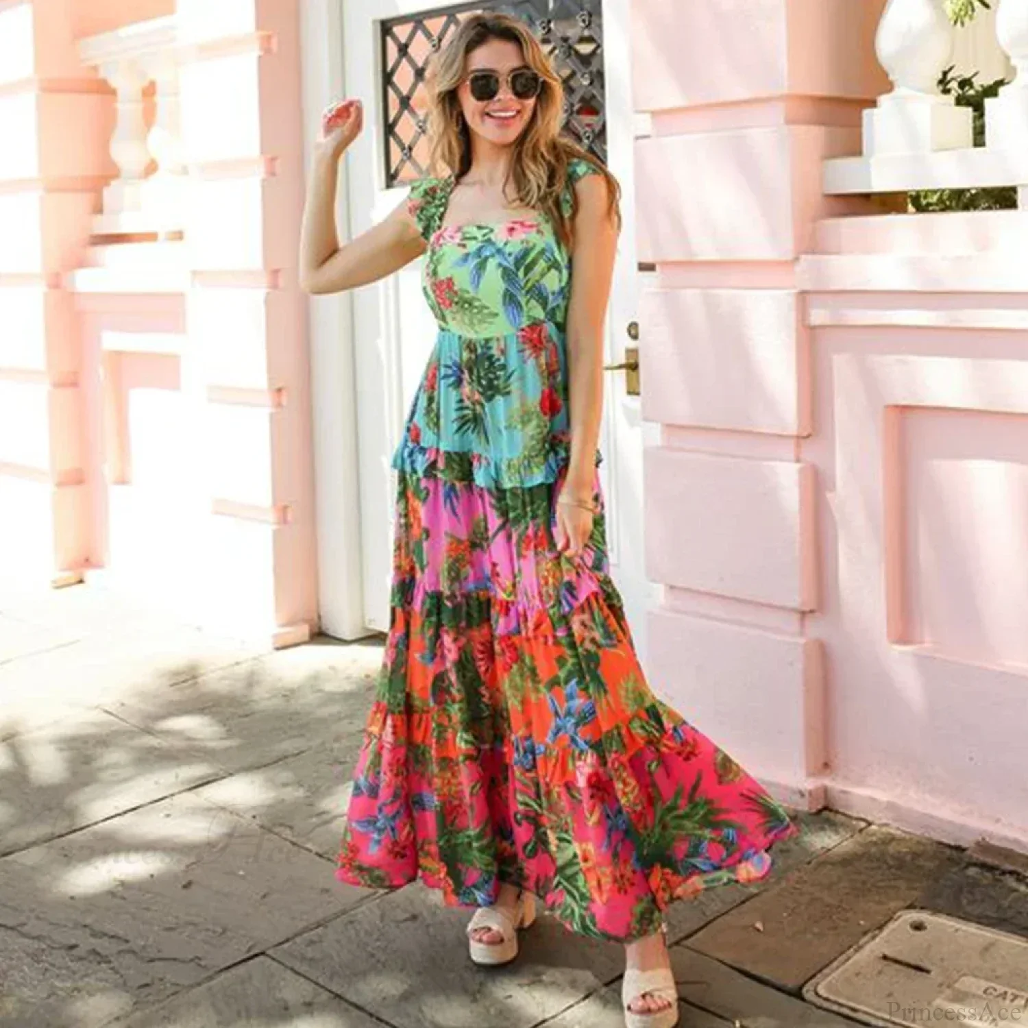 Sling Ruffle Print Skirt Two Piece Set - Image 4